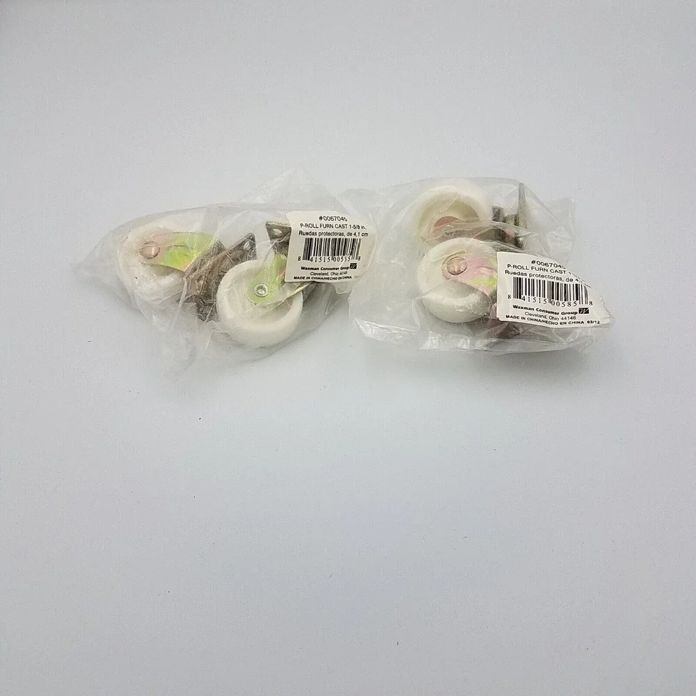 Waxman 2-Pack Swivel Roller Furniture Caster 1-5/8 Plate- White Wheel Lot 2 pack